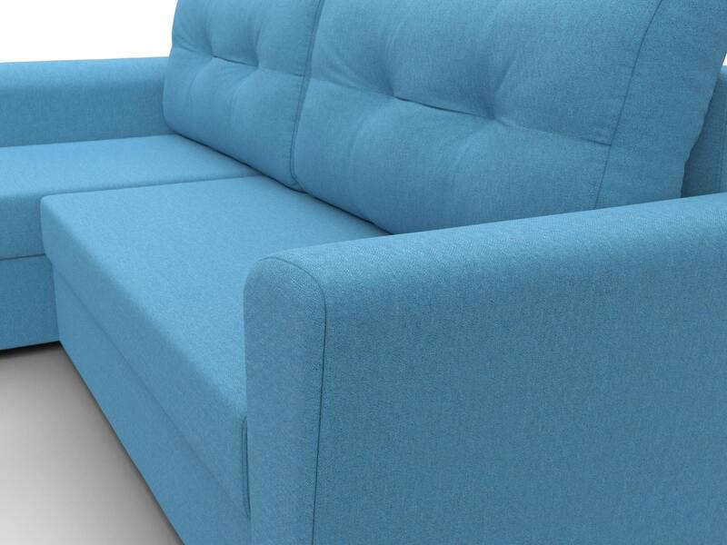 Диван угловой Амстердам Лайт левый угол, Рогожка, Амур 10 голубой