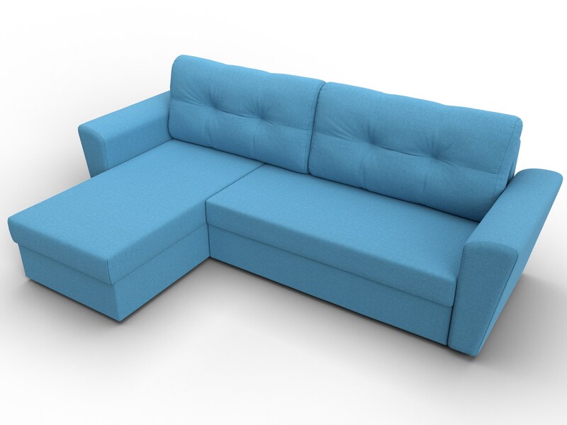 Диван угловой Амстердам Лайт левый угол, Рогожка, Амур 10 голубой