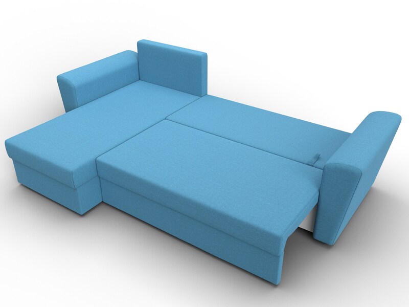 Диван угловой Амстердам Лайт левый угол, Рогожка, Амур 10 голубой