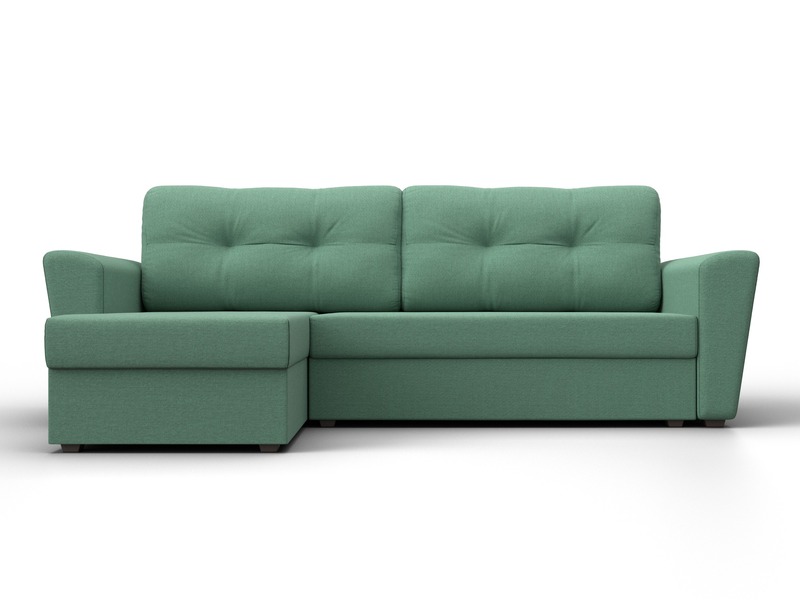 Диван угловой Амстердам Лайт левый угол, Рогожка, Амур 11 зеленый