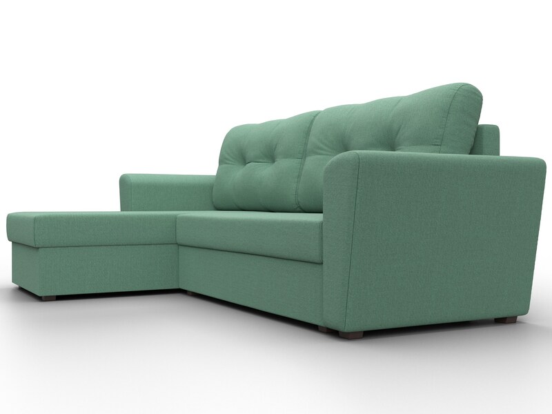 Диван угловой Амстердам Лайт левый угол, Рогожка, Амур 11 зеленый