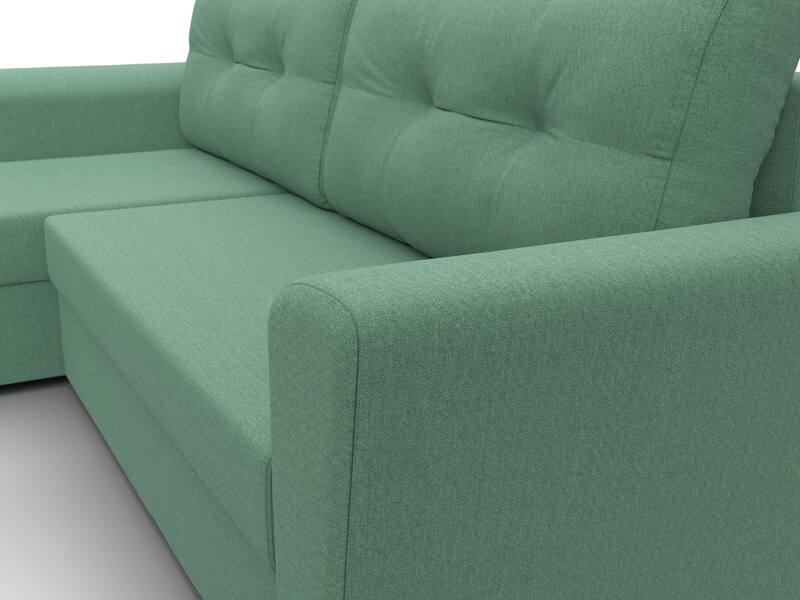 Диван угловой Амстердам Лайт левый угол, Рогожка, Амур 11 зеленый