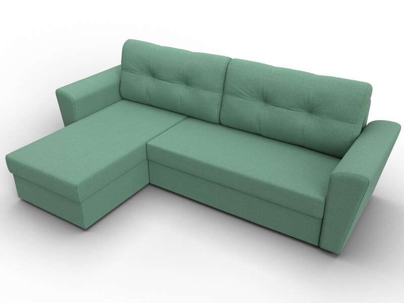 Диван угловой Амстердам Лайт левый угол, Рогожка, Амур 11 зеленый