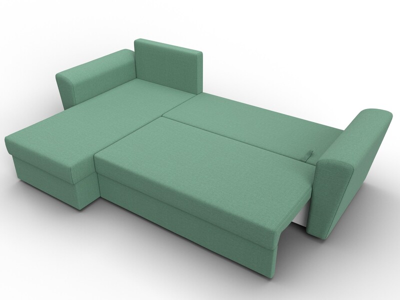 Диван угловой Амстердам Лайт левый угол, Рогожка, Амур 11 зеленый