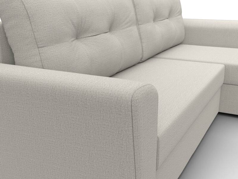 Диван угловой Амстердам Лайт правый угол, Рогожка, Амур 02 бежевый