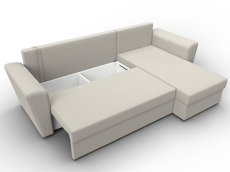 Диван угловой Амстердам Лайт правый угол, Рогожка, Амур 02 бежевый