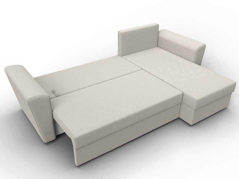 Диван угловой Амстердам Лайт правый угол, Рогожка, Амур 02 бежевый