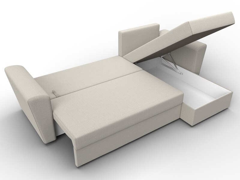 Диван угловой Амстердам Лайт правый угол, Рогожка, Амур 02 бежевый