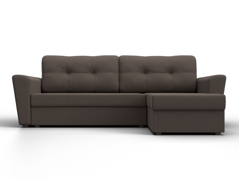 Диван угловой Амстердам Лайт правый угол, Рогожка, Амур 05 коричневый