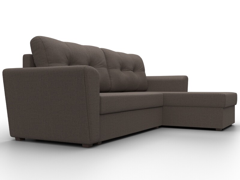 Диван угловой Амстердам Лайт правый угол, Рогожка, Амур 05 коричневый