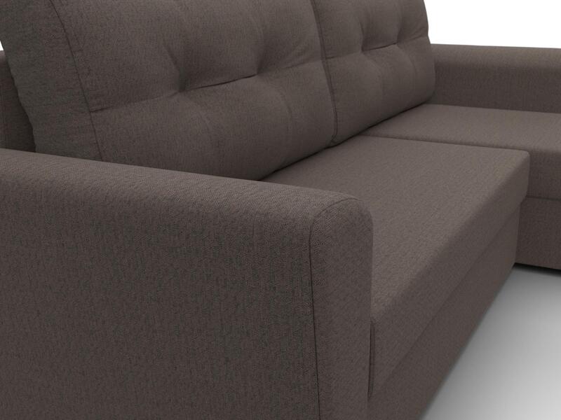 Диван угловой Амстердам Лайт правый угол, Рогожка, Амур 05 коричневый