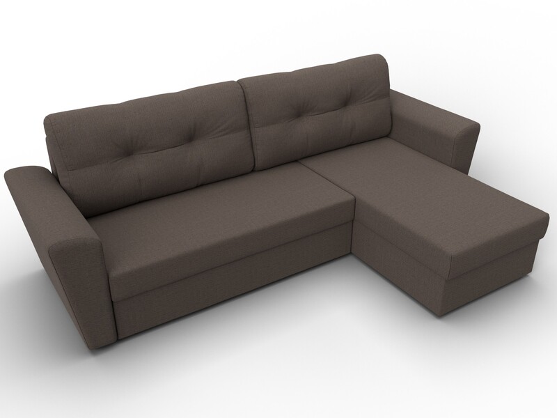 Диван угловой Амстердам Лайт правый угол, Рогожка, Амур 05 коричневый