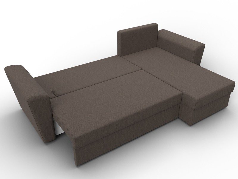 Диван угловой Амстердам Лайт правый угол, Рогожка, Амур 05 коричневый