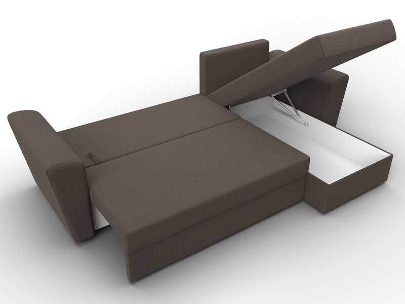 Диван угловой Амстердам Лайт правый угол, Рогожка, Амур 05 коричневый