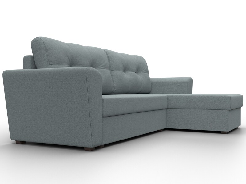 Диван угловой Амстердам Лайт правый угол, Рогожка, Амур 07 серый