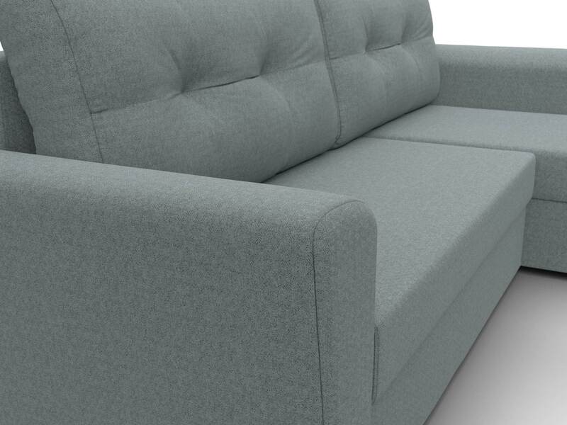 Диван угловой Амстердам Лайт правый угол, Рогожка, Амур 07 серый