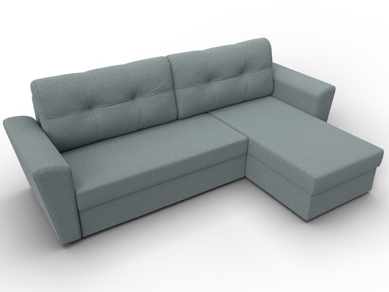 Диван угловой Амстердам Лайт правый угол, Рогожка, Амур 07 серый