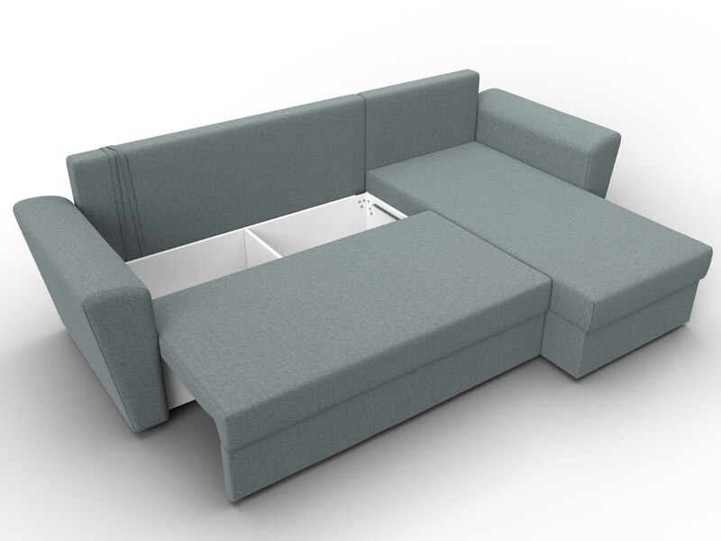 Диван угловой Амстердам Лайт правый угол, Рогожка, Амур 07 серый