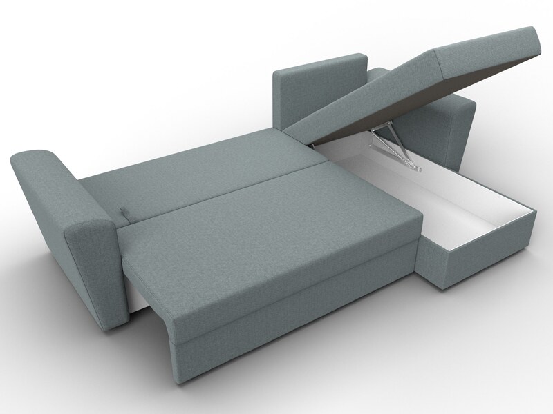 Диван угловой Амстердам Лайт правый угол, Рогожка, Амур 07 серый