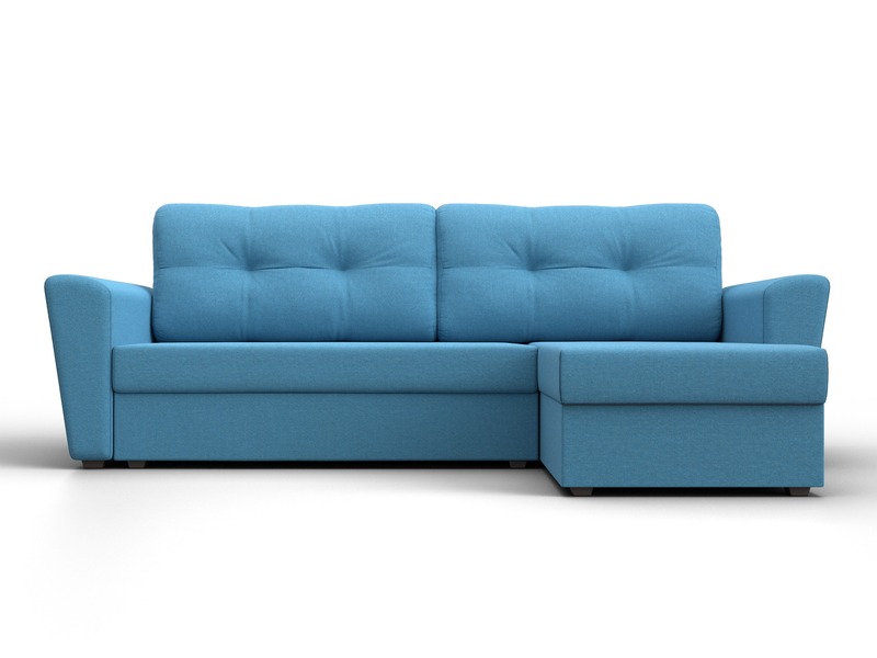 Диван угловой Амстердам Лайт правый угол, Рогожка, Амур 10 голубой