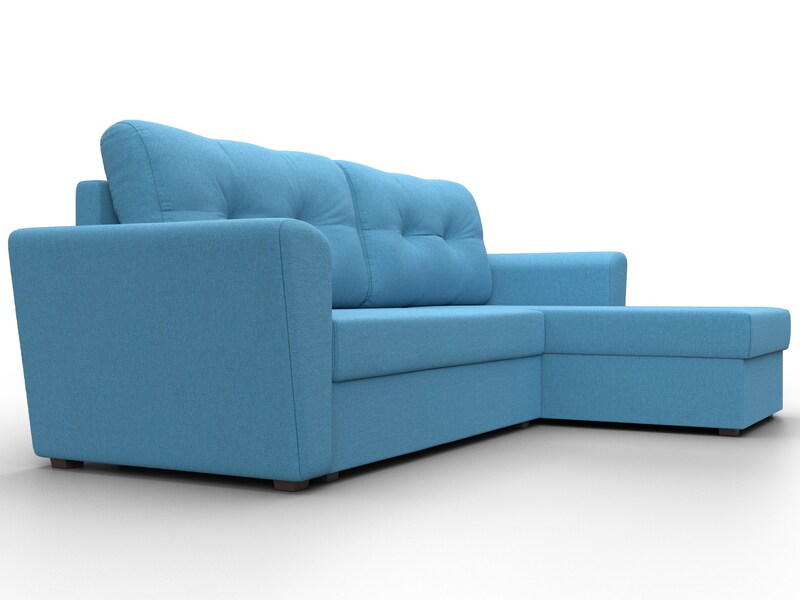 Диван угловой Амстердам Лайт правый угол, Рогожка, Амур 10 голубой