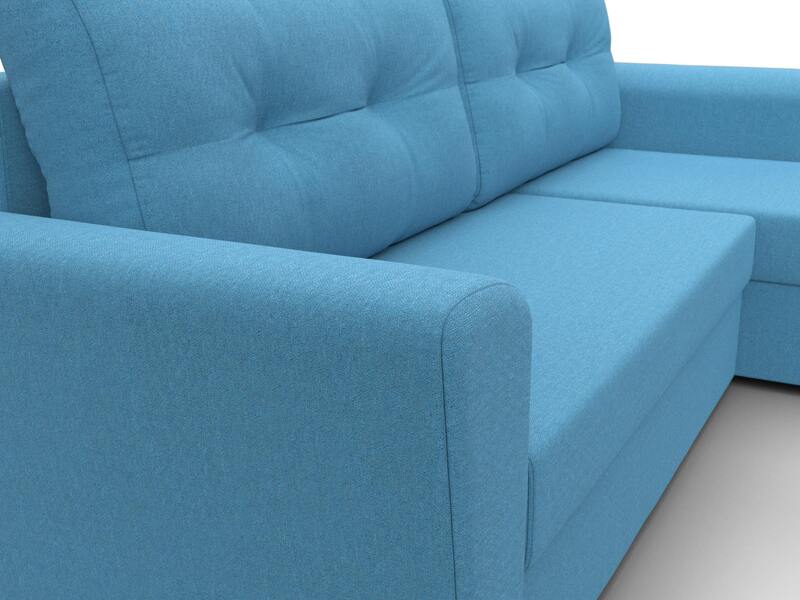 Диван угловой Амстердам Лайт правый угол, Рогожка, Амур 10 голубой