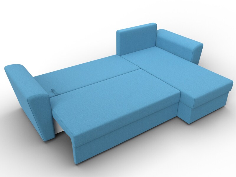 Диван угловой Амстердам Лайт правый угол, Рогожка, Амур 10 голубой