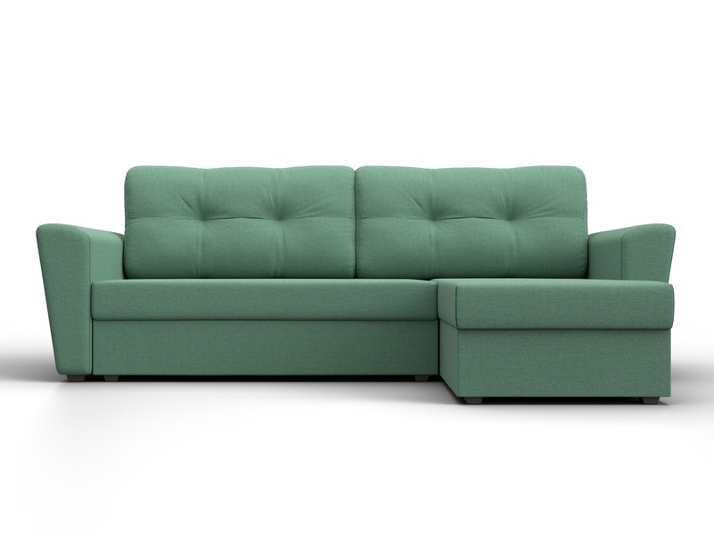 Диван угловой Амстердам Лайт правый угол, Рогожка, Амур 11 зеленый