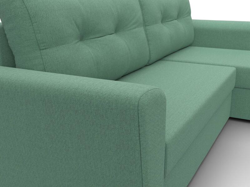 Диван угловой Амстердам Лайт правый угол, Рогожка, Амур 11 зеленый