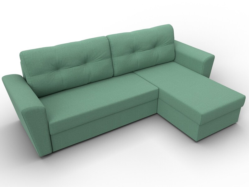 Диван угловой Амстердам Лайт правый угол, Рогожка, Амур 11 зеленый