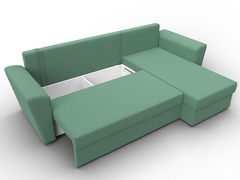 Диван угловой Амстердам Лайт правый угол, Рогожка, Амур 11 зеленый