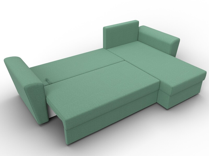 Диван угловой Амстердам Лайт правый угол, Рогожка, Амур 11 зеленый