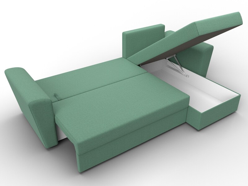 Диван угловой Амстердам Лайт правый угол, Рогожка, Амур 11 зеленый