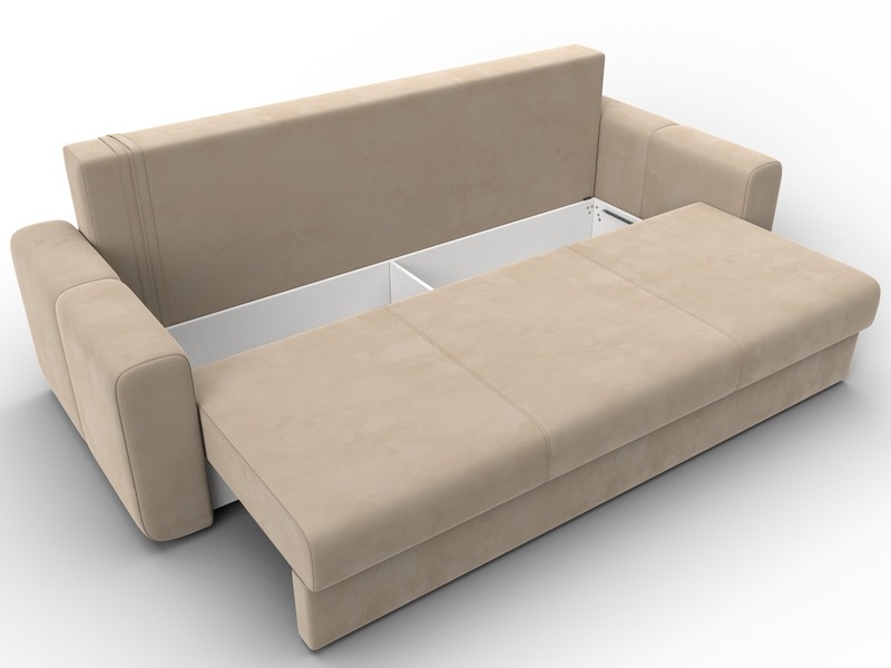 Диван прямой Лига-031, Велюр, SEVEN 729 бежевый