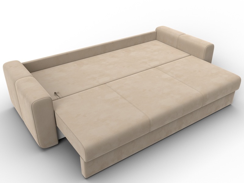 Диван прямой Лига-031, Велюр, SEVEN 729 бежевый