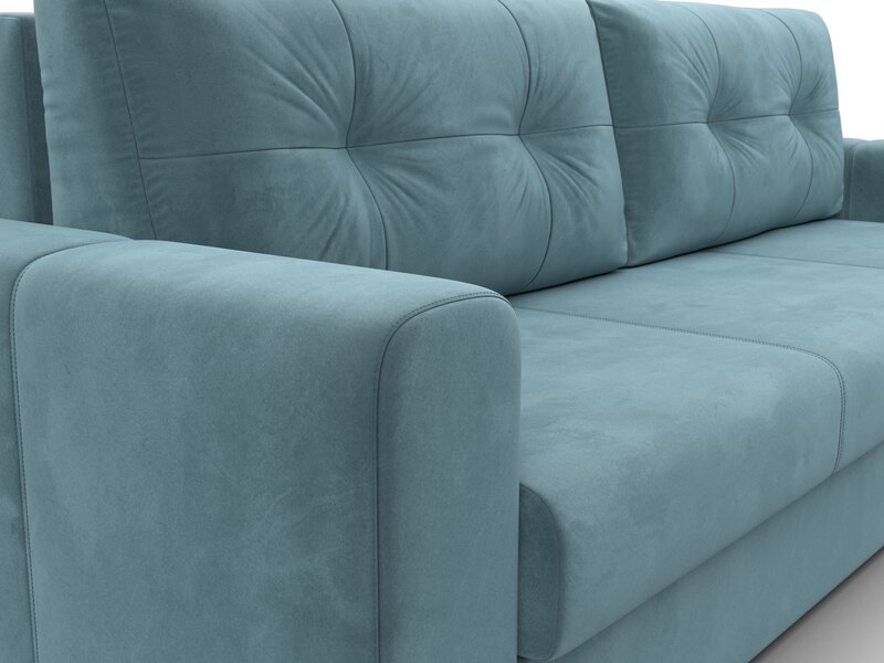 Диван прямой Лига-031, Велюр, SEVEN 113 бирюзовый