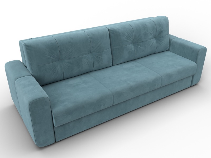 Диван прямой Лига-031, Велюр, SEVEN 113 бирюзовый