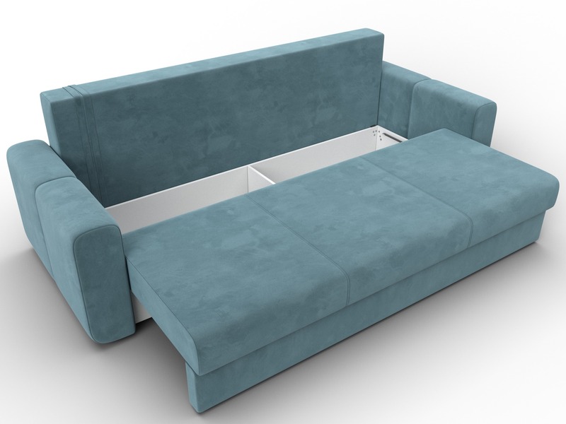 Диван прямой Лига-031, Велюр, SEVEN 113 бирюзовый
