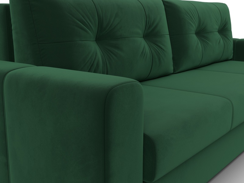 Диван прямой Лига-031, Велюр, SEVEN 626 зеленый