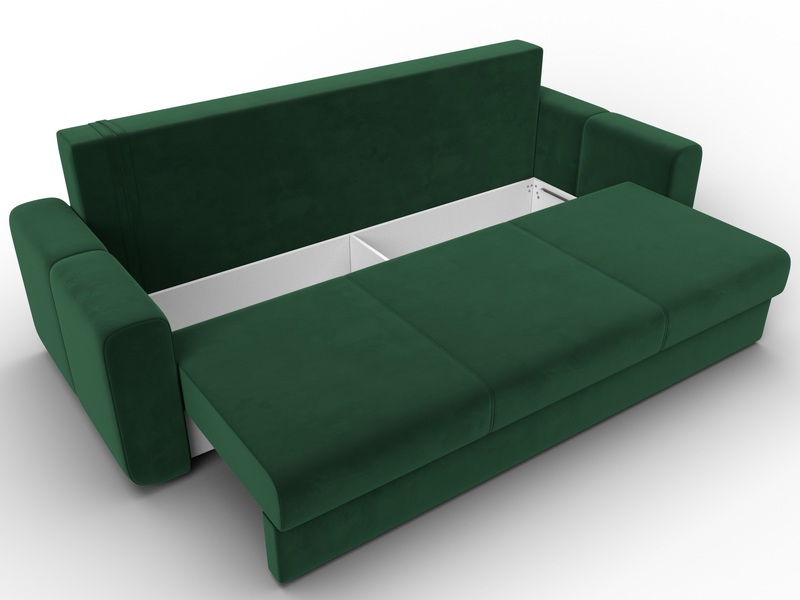 Диван прямой Лига-031, Велюр, SEVEN 626 зеленый