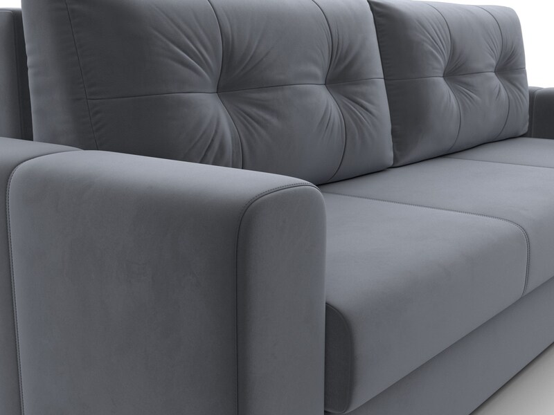 Диван прямой Лига-031, Велюр, SEVEN 17 серый