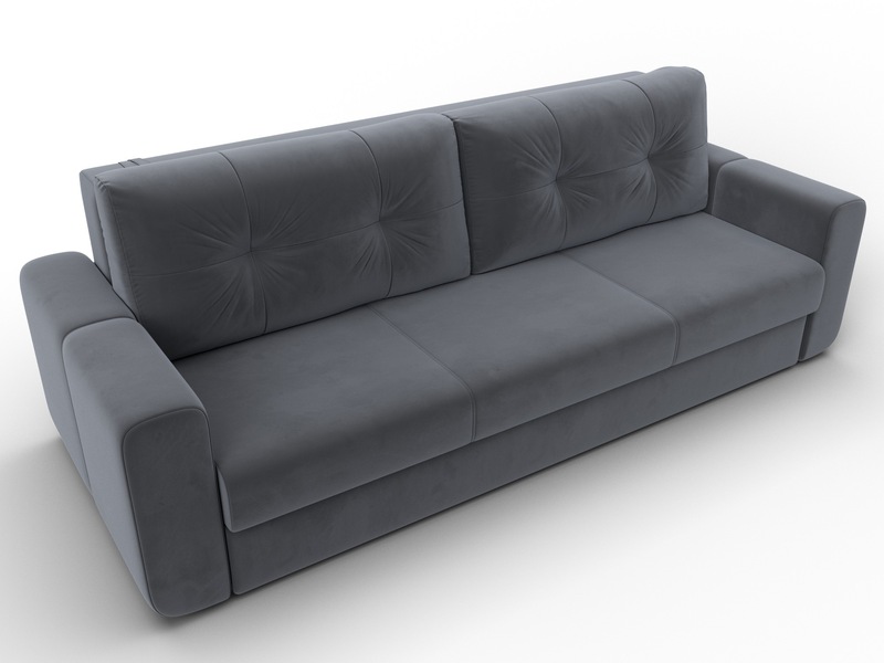 Диван прямой Лига-031, Велюр, SEVEN 17 серый