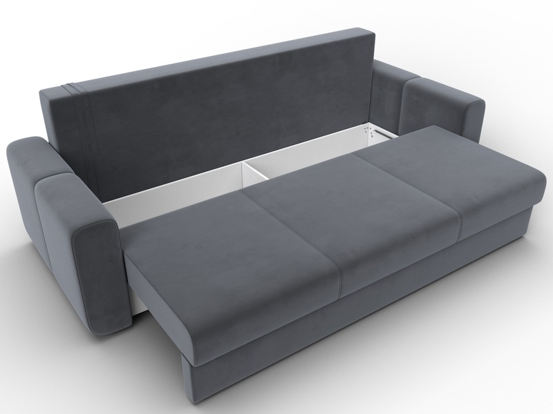 Диван прямой Лига-031, Велюр, SEVEN 17 серый