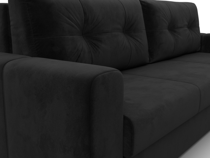 Диван прямой Лига-031, Велюр, SEVEN 35 черный