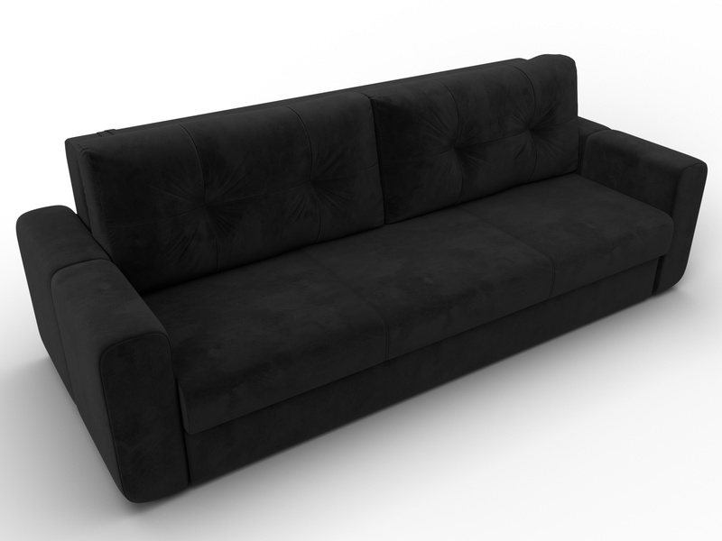 Диван прямой Лига-031, Велюр, SEVEN 35 черный