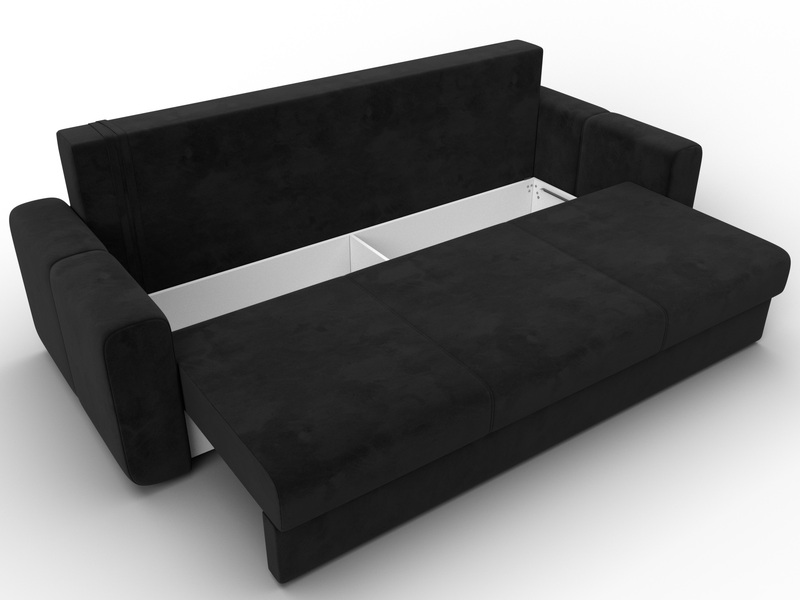 Диван прямой Лига-031, Велюр, SEVEN 35 черный