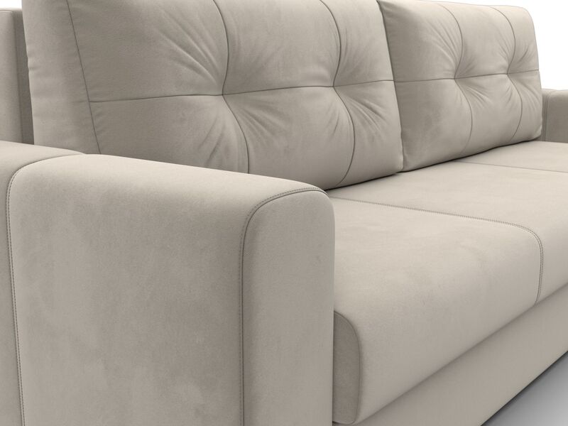 Диван прямой Лига-031, Микровельвет, Бежевый