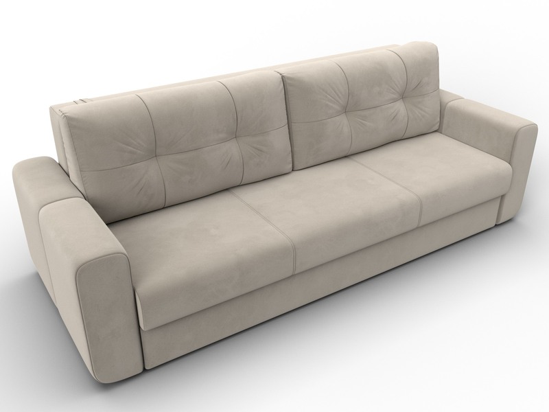 Диван прямой Лига-031, Микровельвет, Бежевый