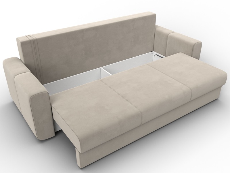 Диван прямой Лига-031, Микровельвет, Бежевый