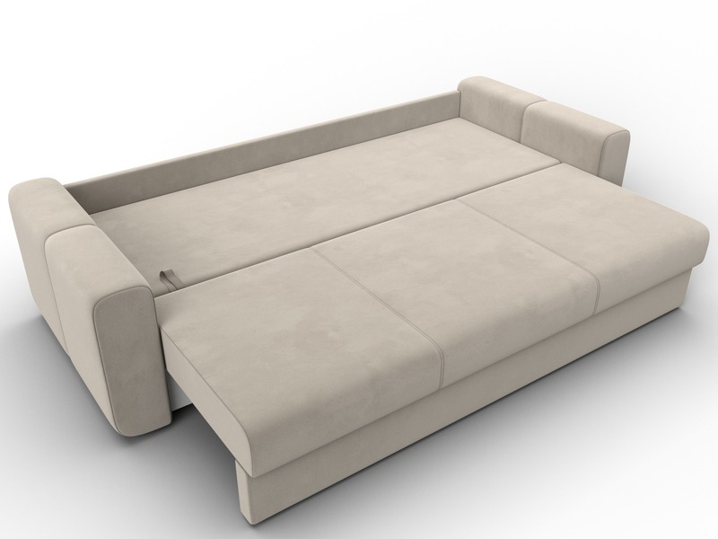 Диван прямой Лига-031, Микровельвет, Бежевый